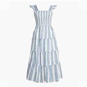 J Crew Printed Smocked Midi Dress